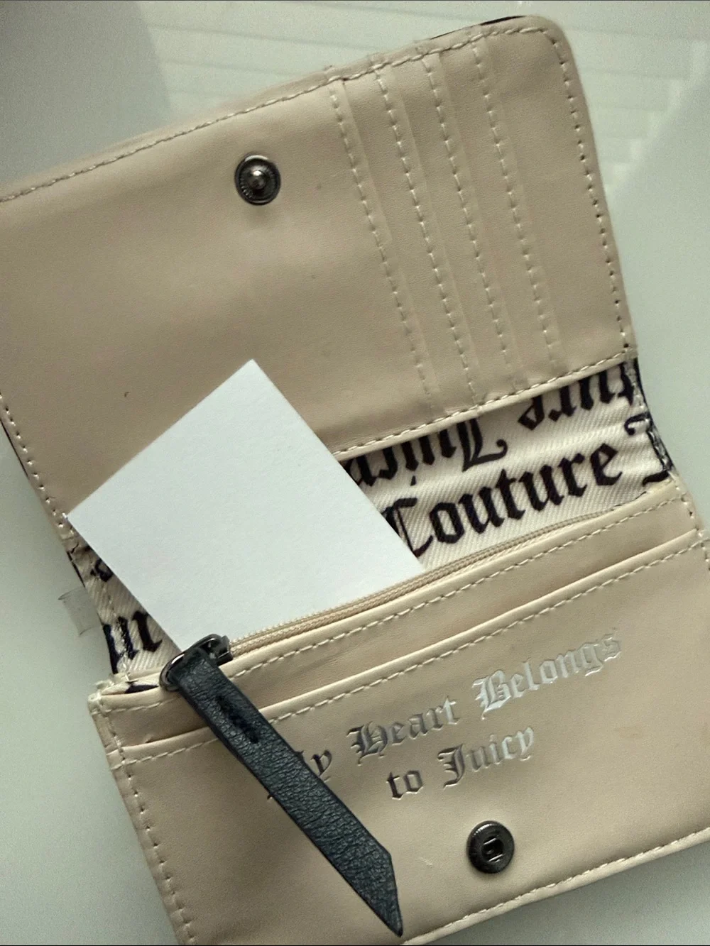 Juicy Couture Black Embossed Rhinestone Logo Wallet